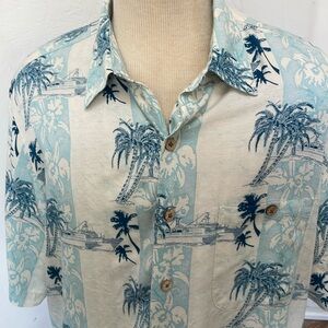 Caribbean palm tree and cruise ships pattern size XL